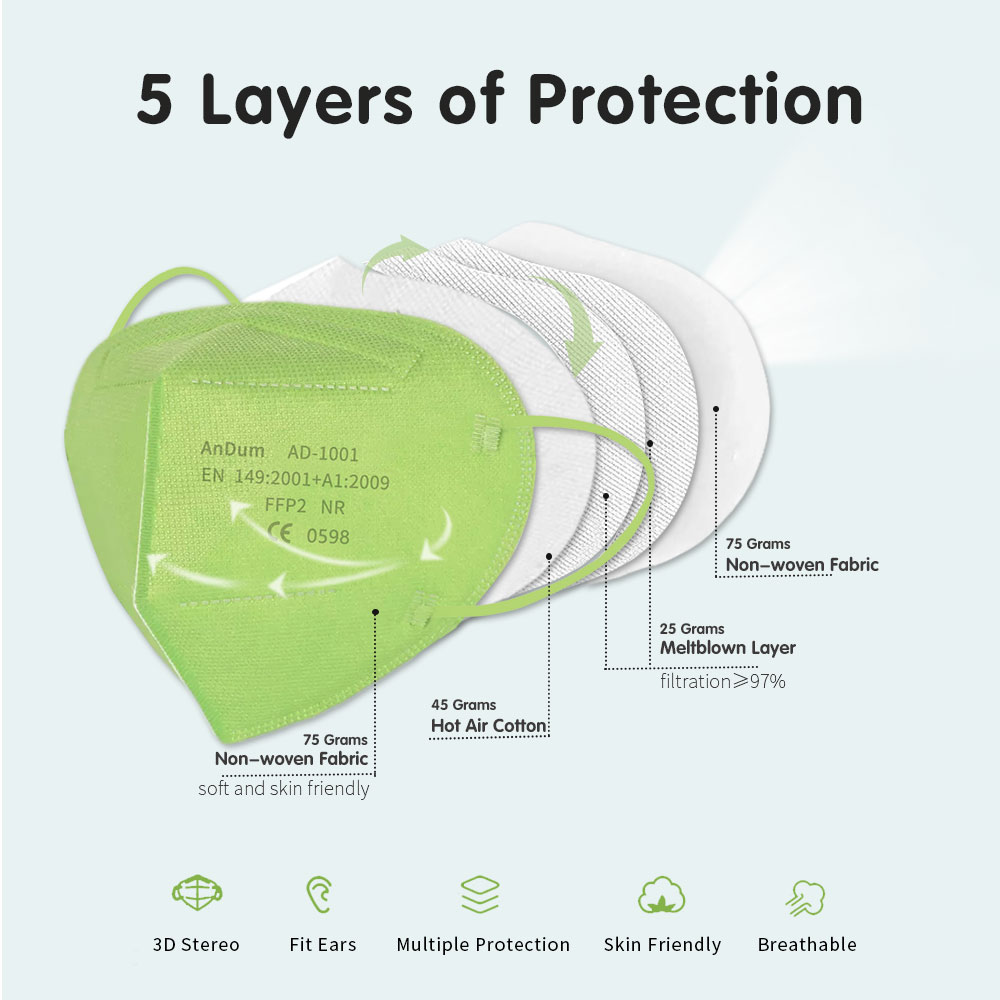 green ffp2 face mask without valve